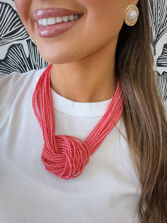 Sail Away Beaded Necklace - Pink