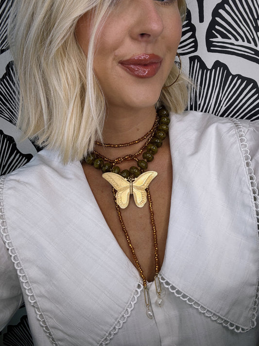 The Everyday Butterfly Necklace - Brown