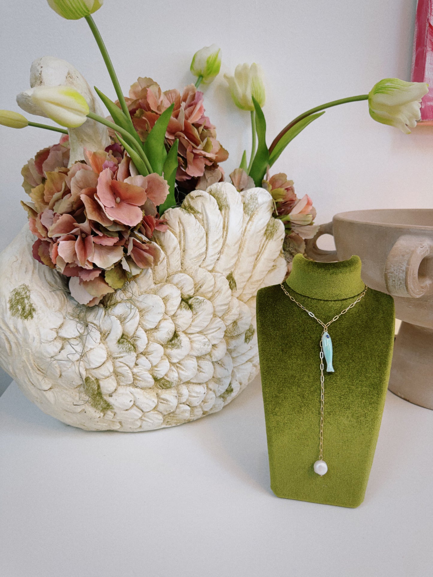 Fish & Pearl Layer Necklace