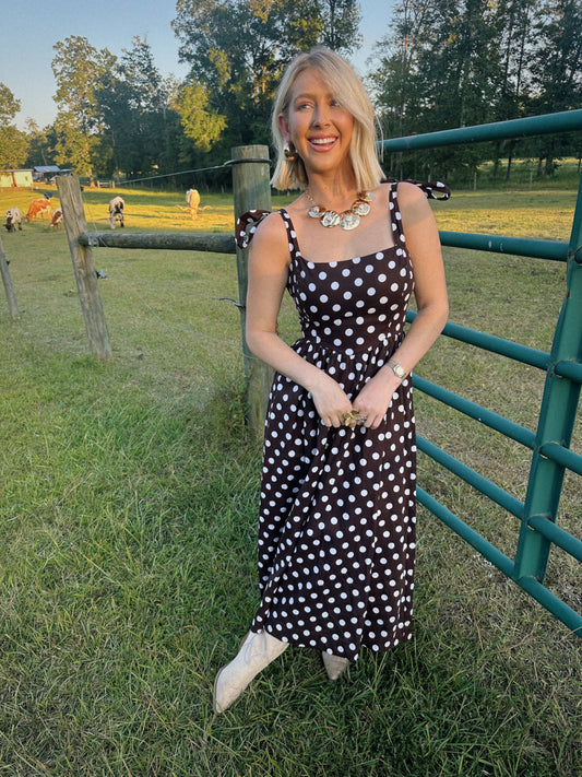 Polka Dot Midi - Brown