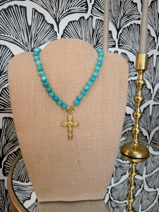Lead Me Beaded Cross Necklace