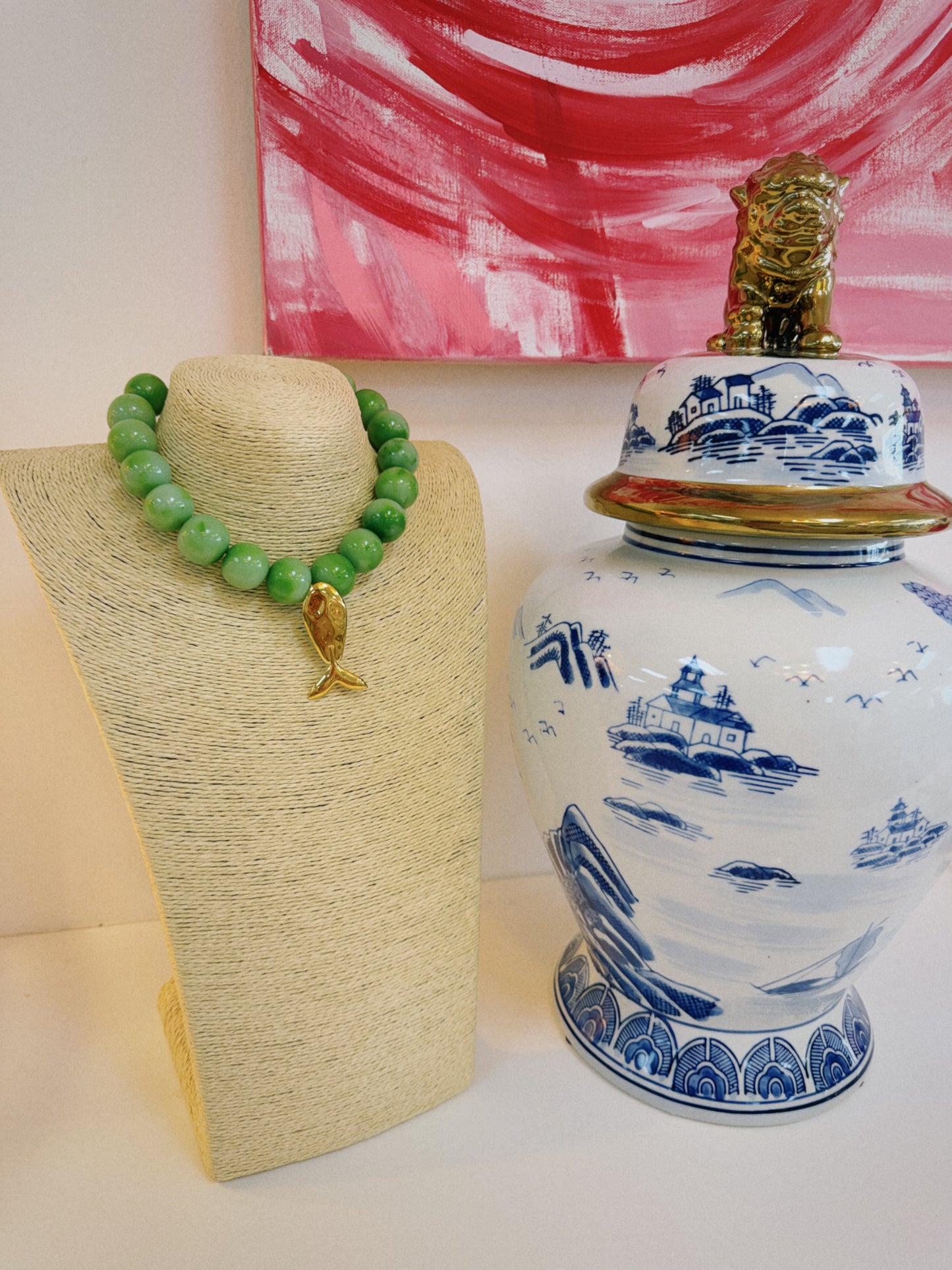 Lucky Catch Beaded Necklace - Green