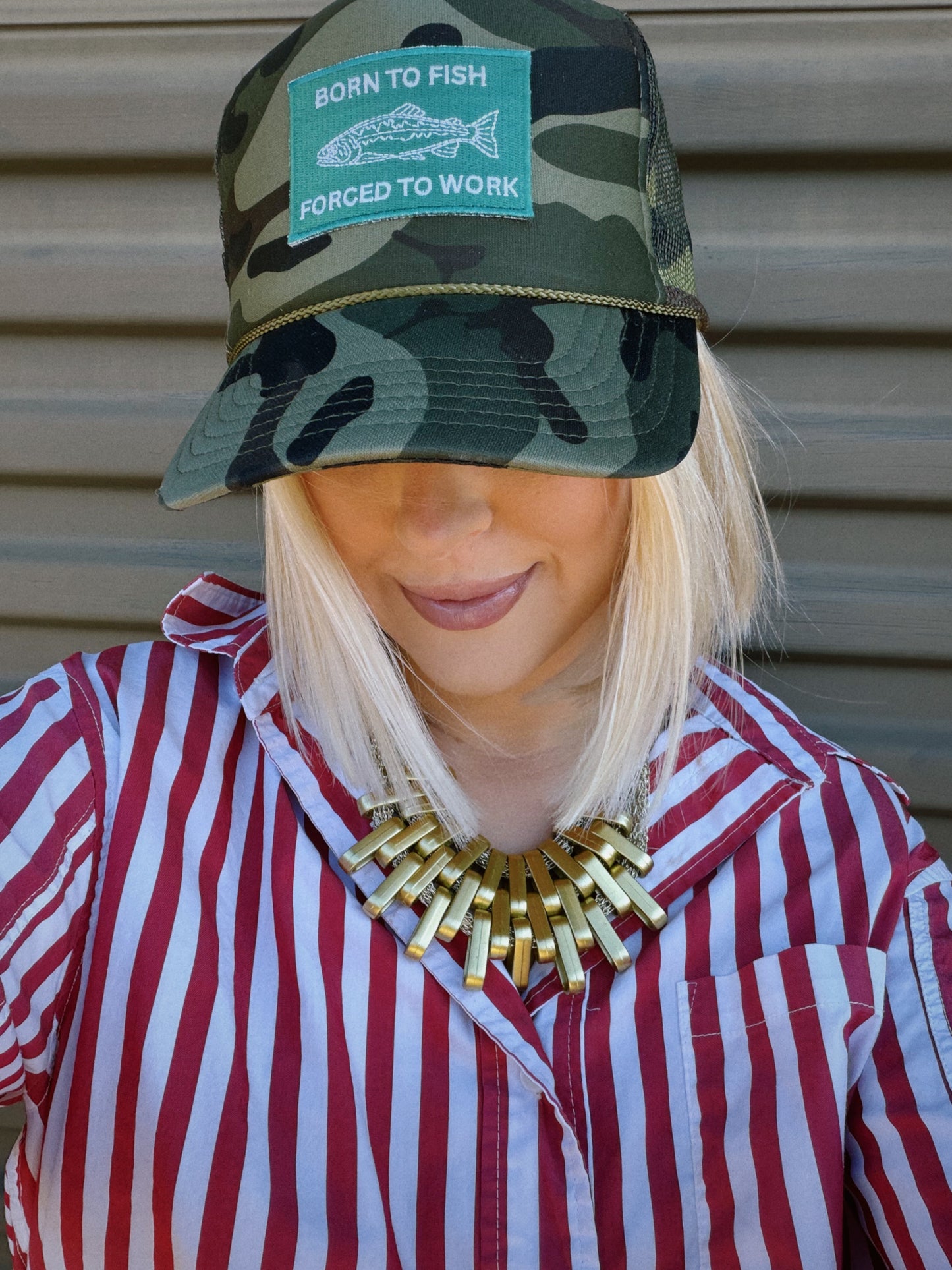 Born To Fish Forced To Work Trucker Hat