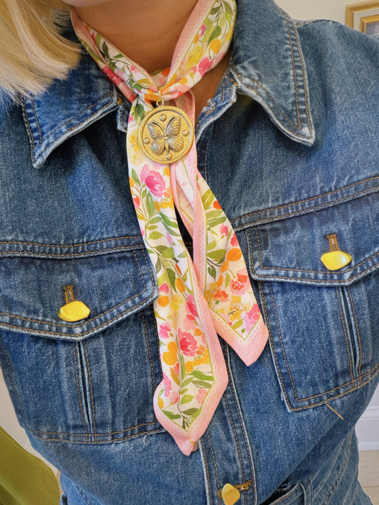 Floral Butterfly Scarf Necklace