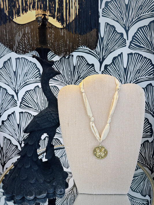Butterfly Medallion Scarf Necklace
