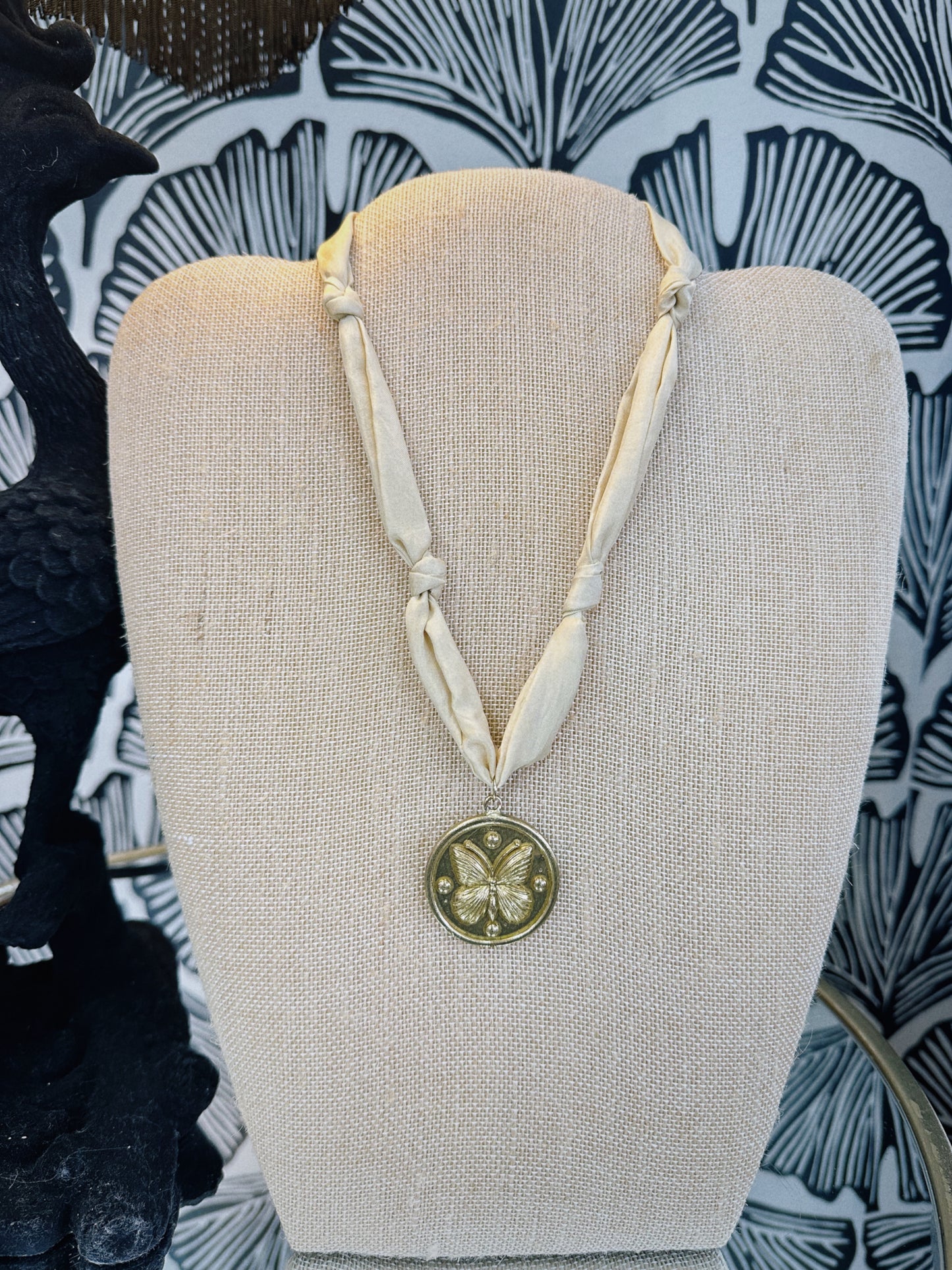 Butterfly Medallion Scarf Necklace