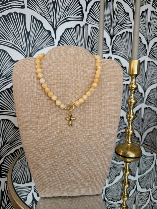 Faith & Glow Beaded Cross Necklace