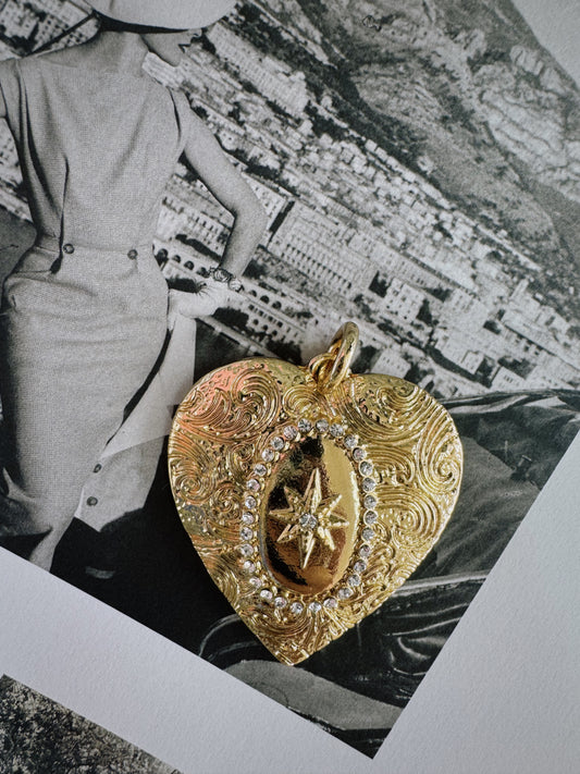 Textured Diamond Heart Pendant
