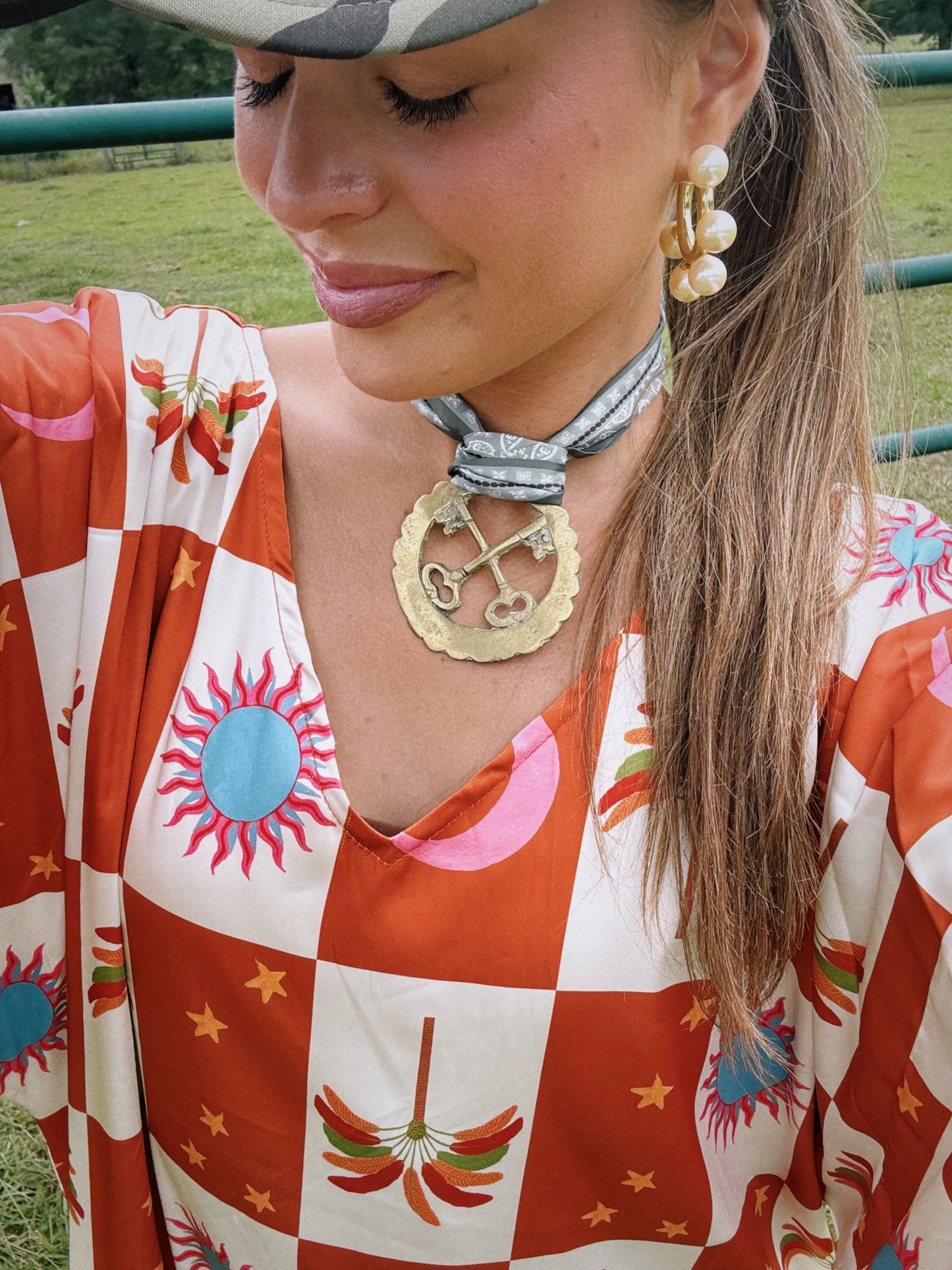 Key To My Heart Vintage Scarf Necklace