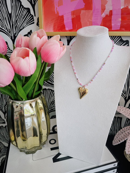 Colorful Beaded Heart Necklace