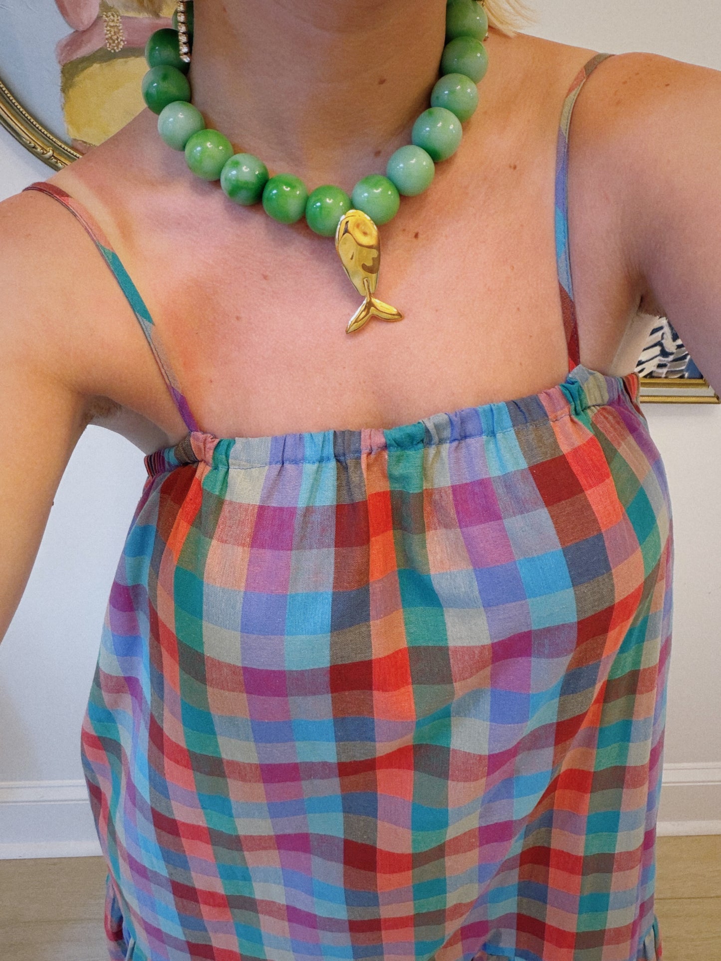 Lucky Catch Beaded Necklace - Green