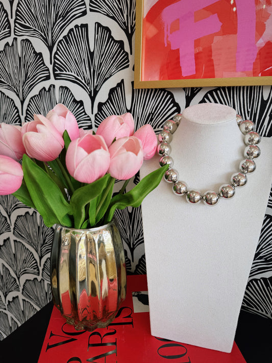 Chunky Silver Ball Necklace