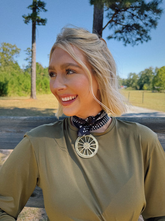 Wagon Wheel Vintage Scarf Necklace