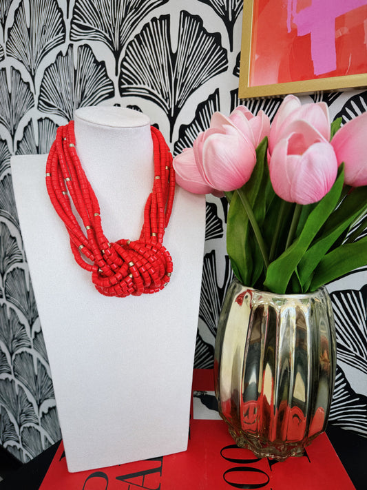Twist & Tell Necklace - Red
