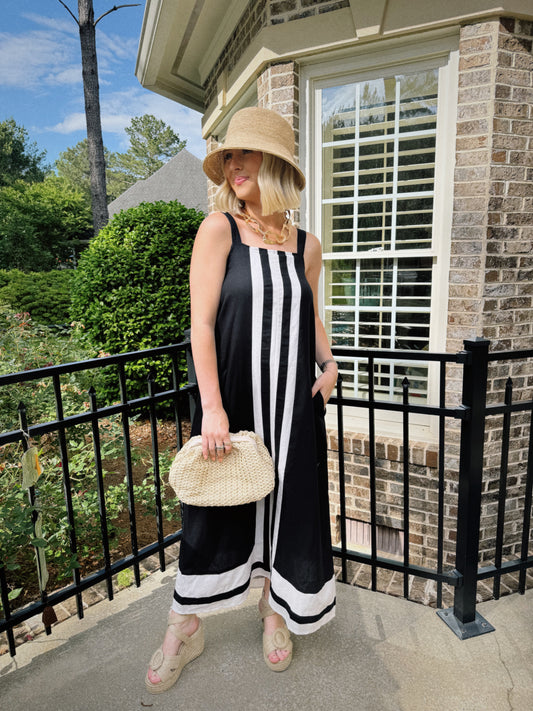 Stripe Shift Midi - Black & Tan