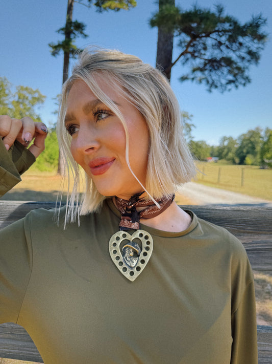 Halo Heart Vintage Scarf Necklace