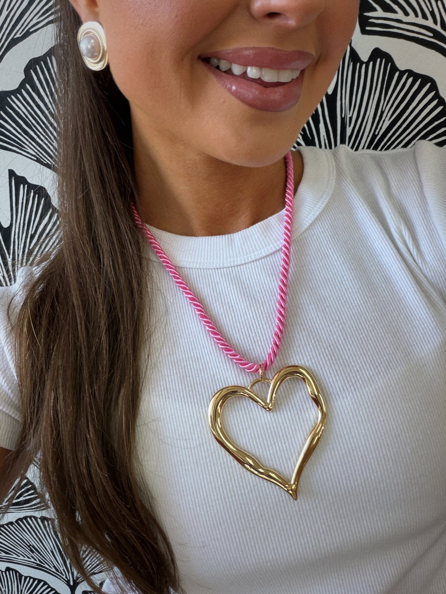Roped In Love Necklace - Pink