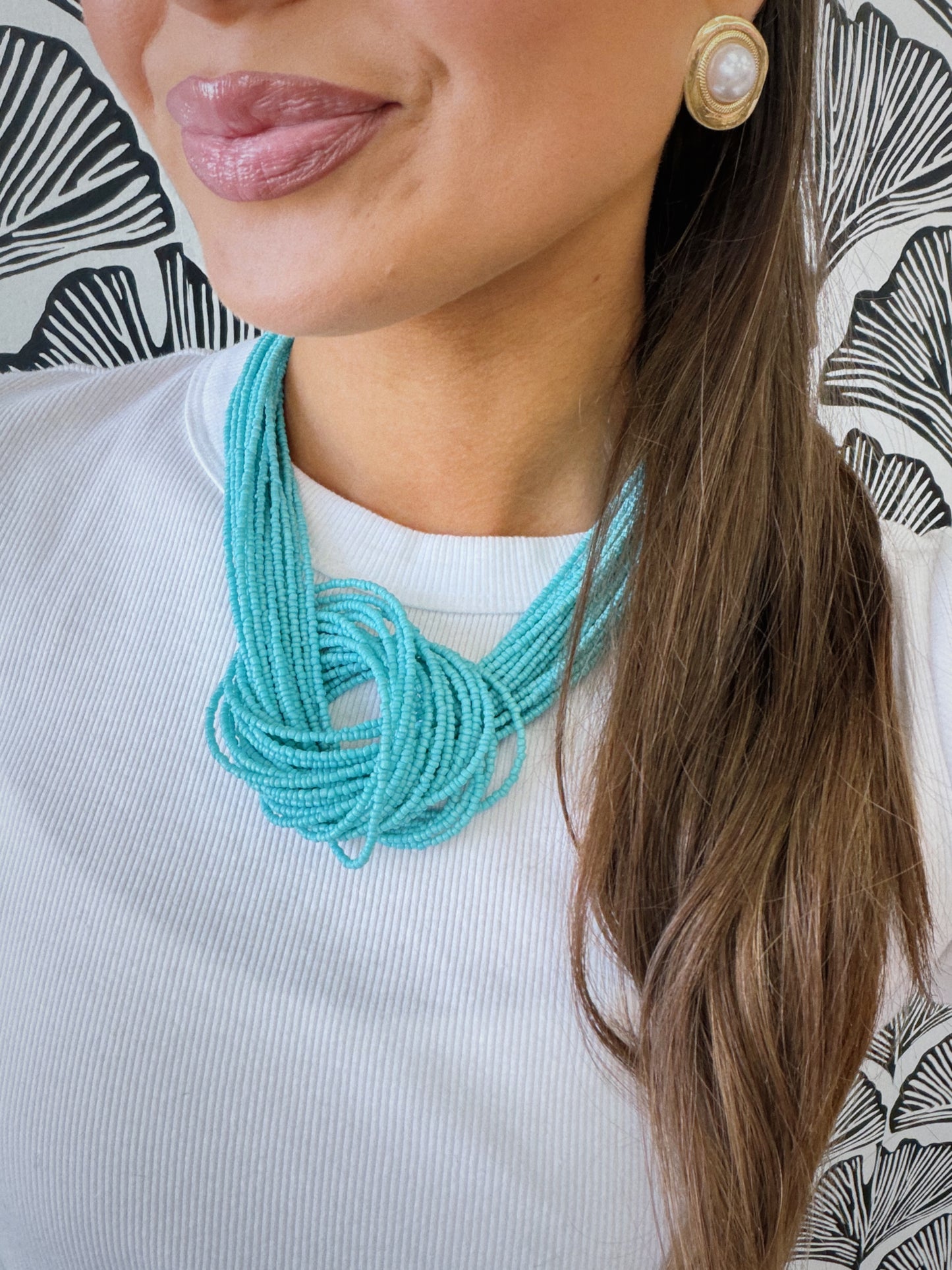 Sail Away Beaded Necklace - Light Blue