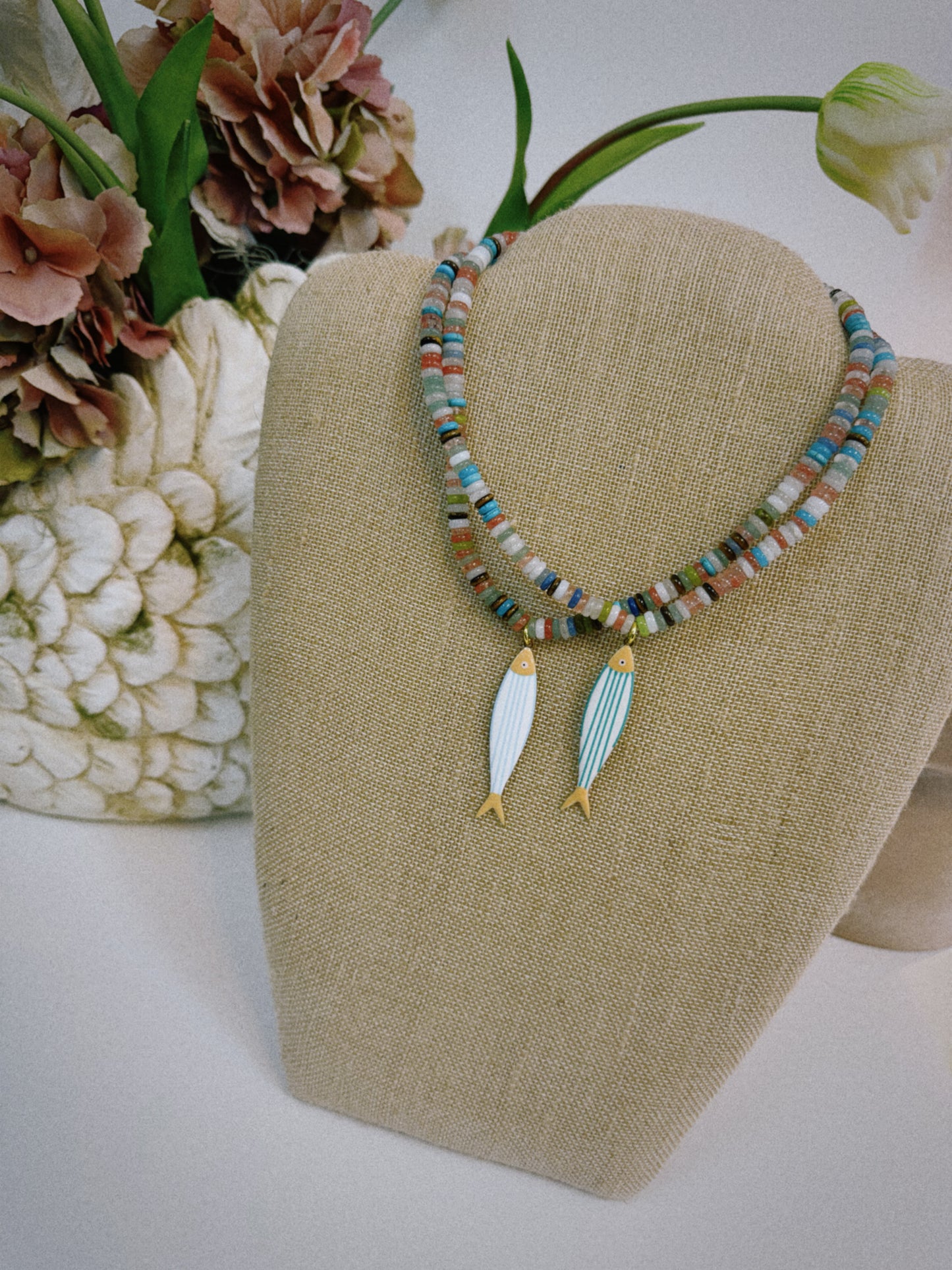Blue Stripe Fish Necklace