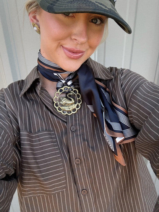 Swan Goodness Vintage Pendant Scarf Necklace