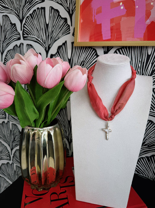 Pearl Cross Scarf Necklace