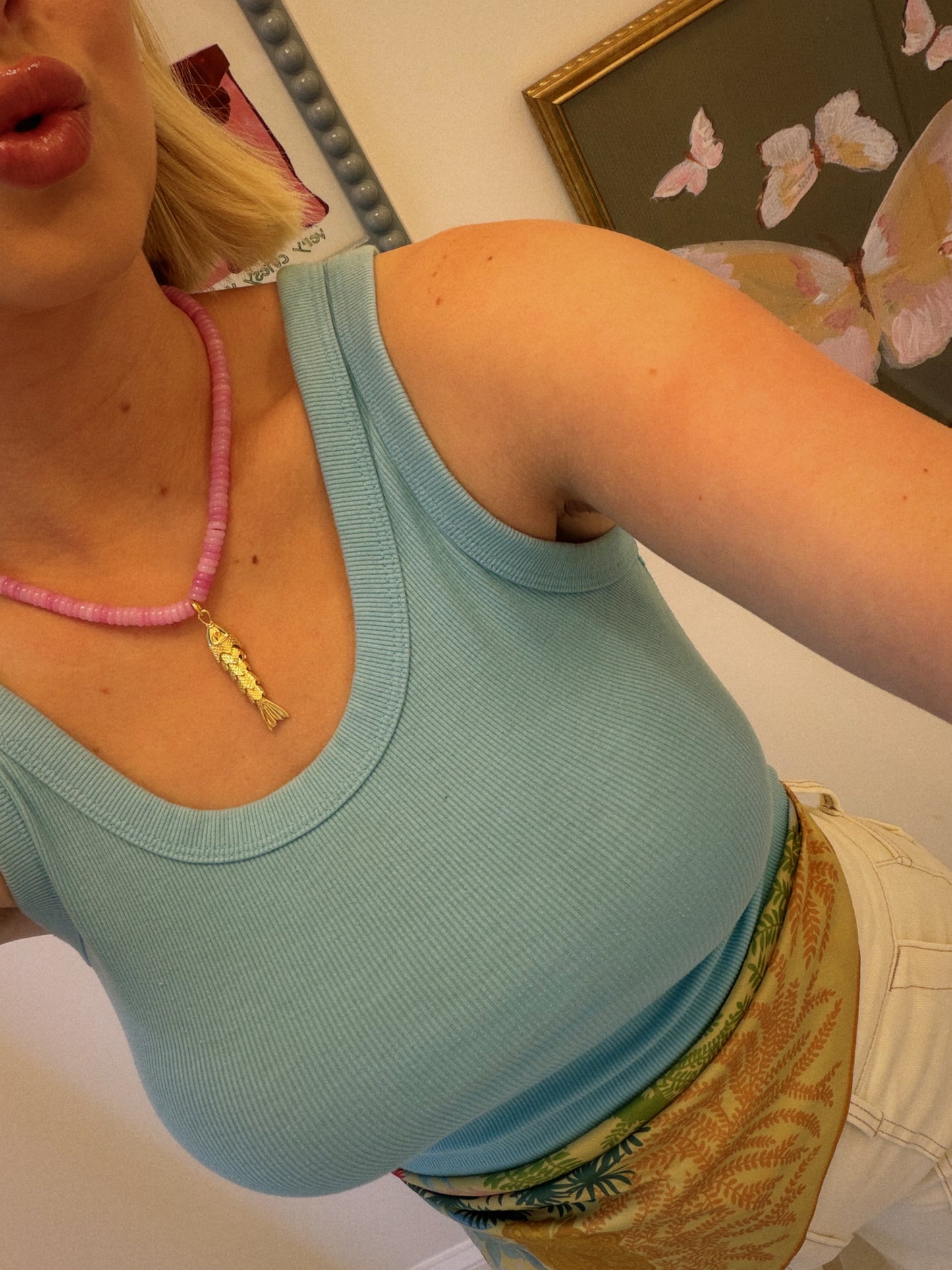 Gold Fish Charm Necklace