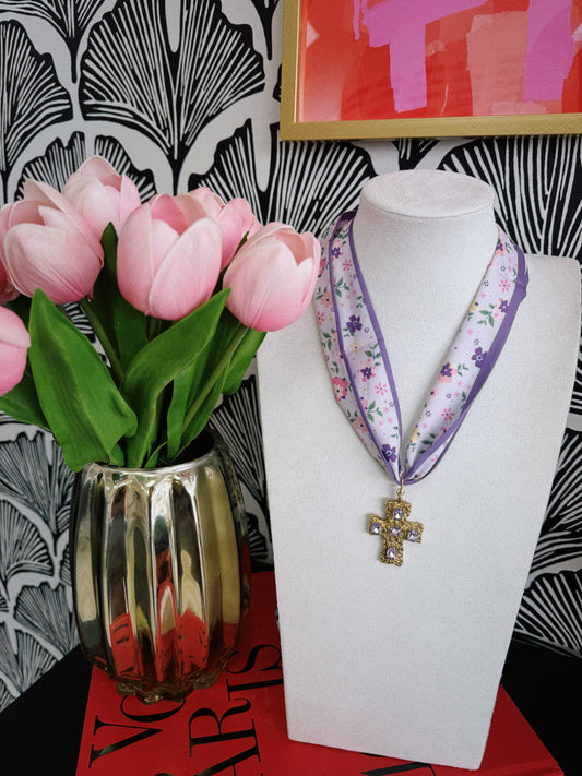 Diamond Cross Scarf Necklace
