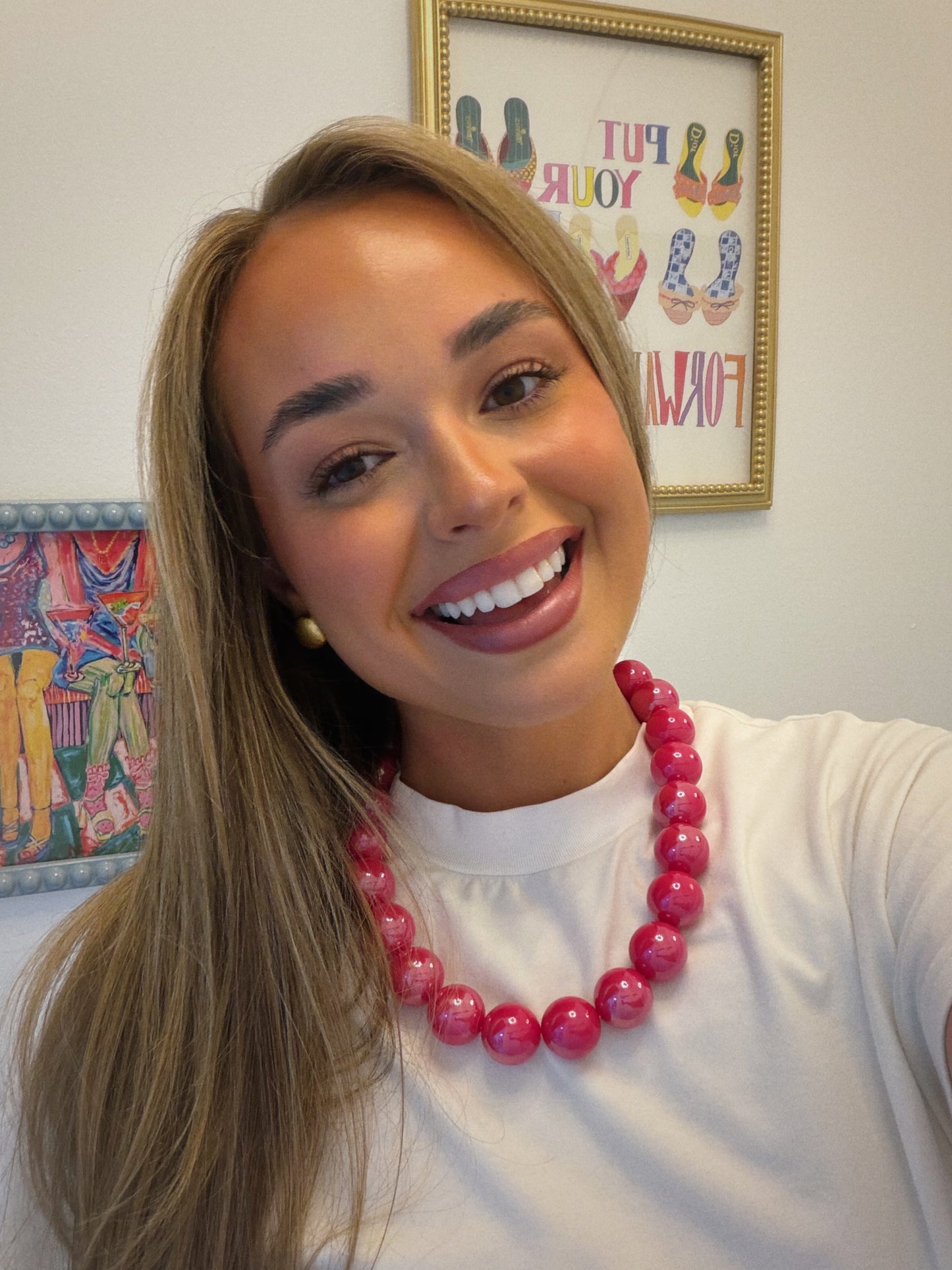 Shiny Ball Necklace - Pink