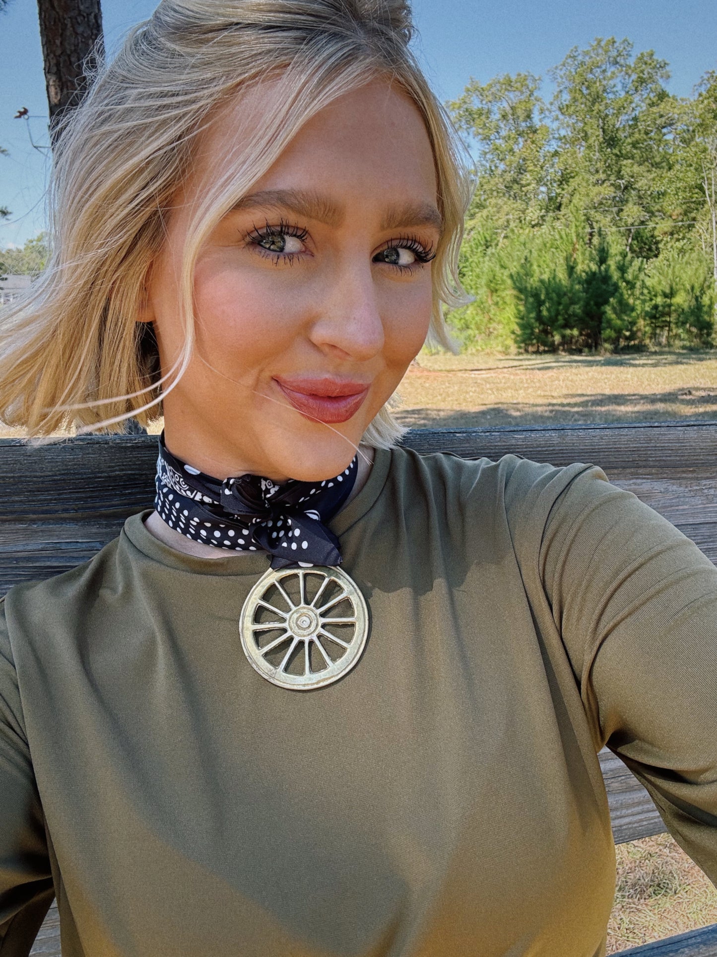 Wagon Wheel Vintage Scarf Necklace