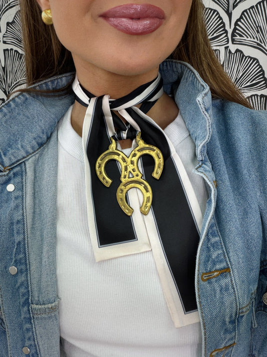 Golden Horseshoe Vintage Scarf Necklace