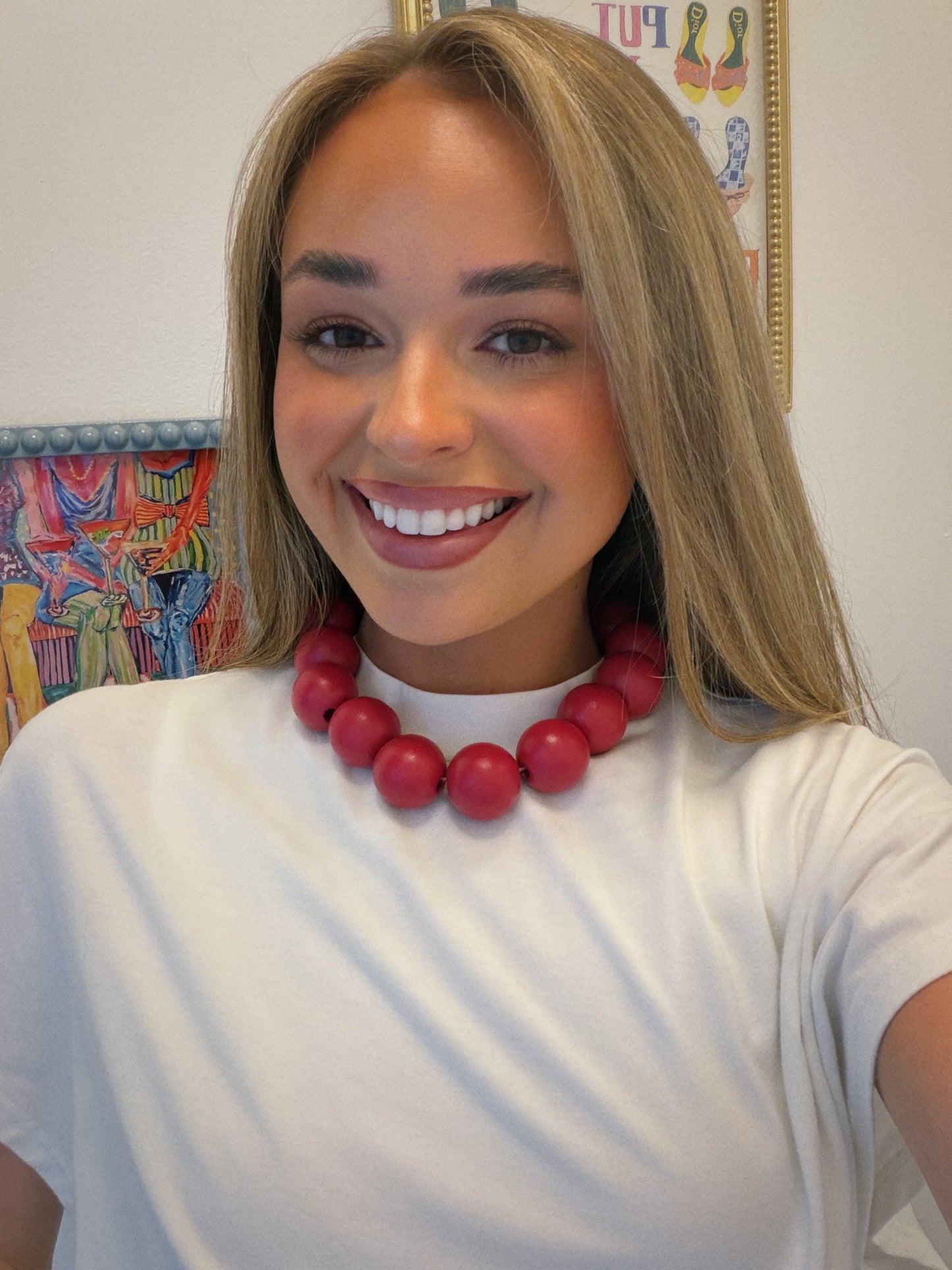 Matte Ball Necklace - Magenta
