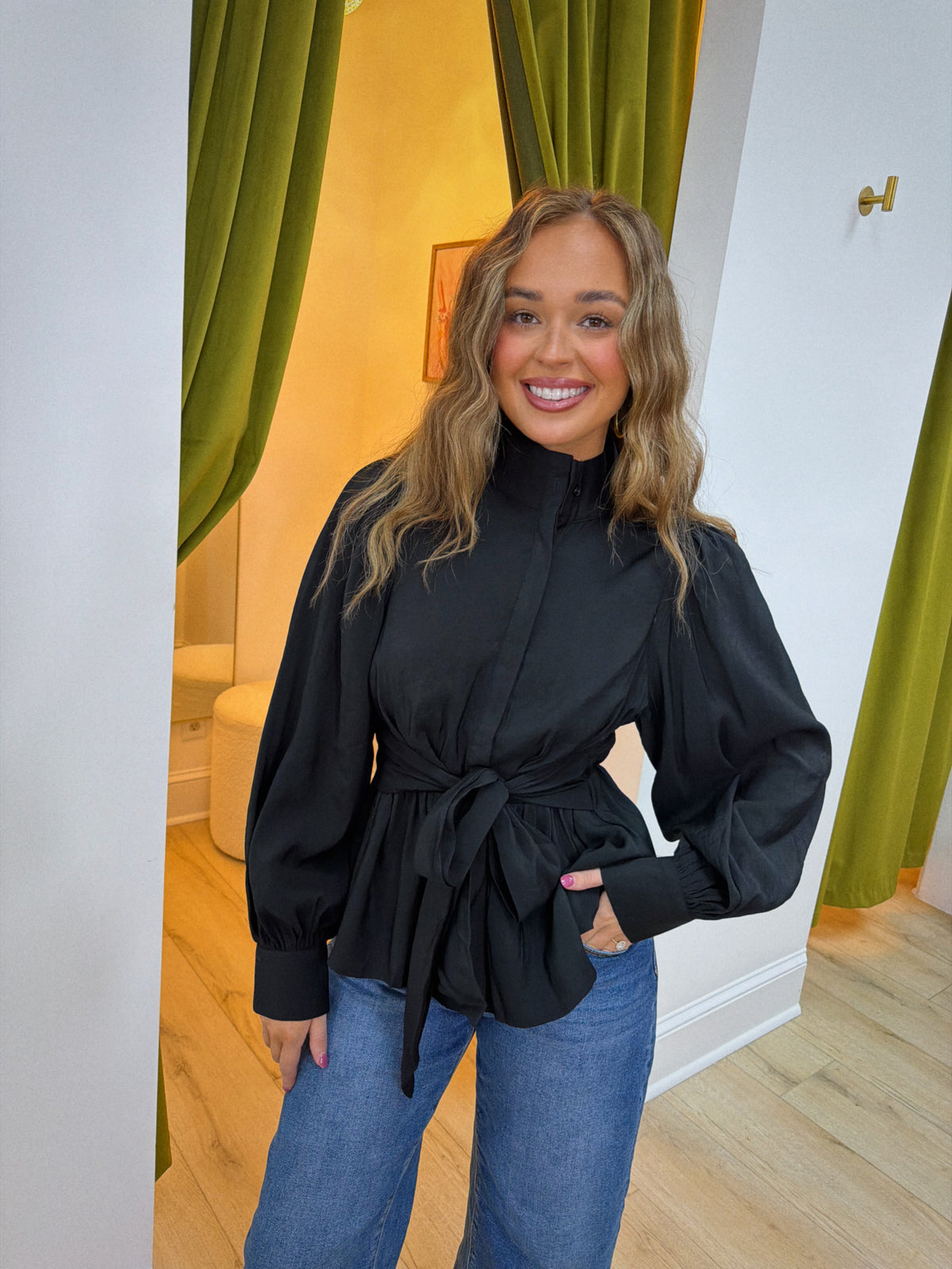 The Monroe Tie-Front Top - Black