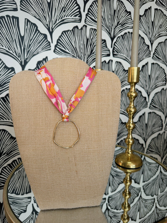 Pink Meadow Scarf Necklace