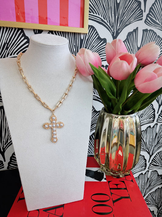 Crossed in Gold Necklace