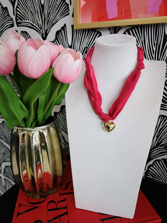 Hot Pink Scarf Necklace