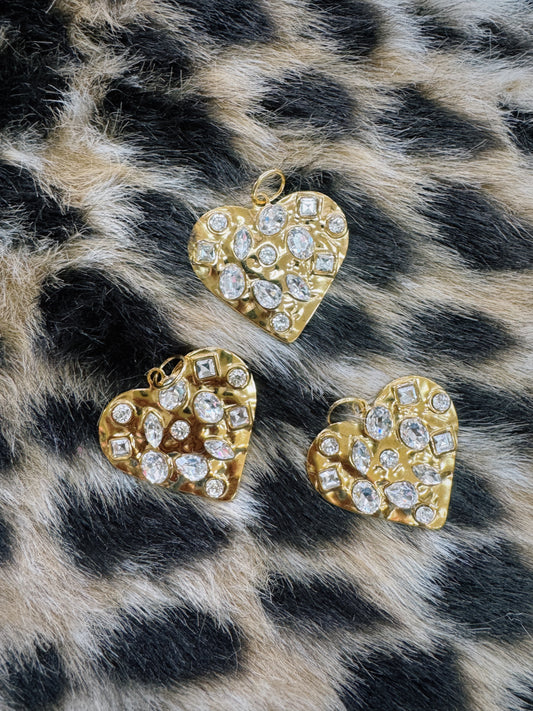 Crystal Studded Heart Charm