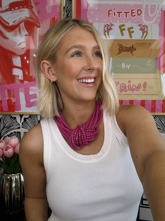 Twist & Tell Necklace - Fuchsia