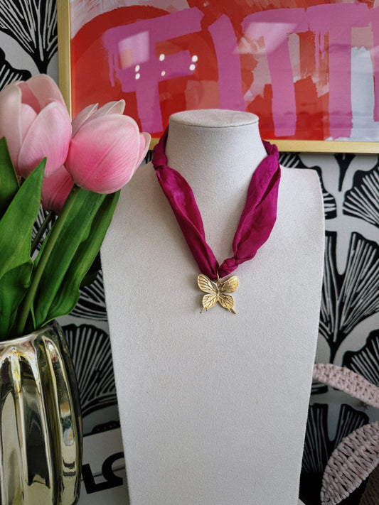 Hot pink Scarf Necklace