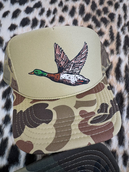 Duck Camo Trucker Hat - Light Green
