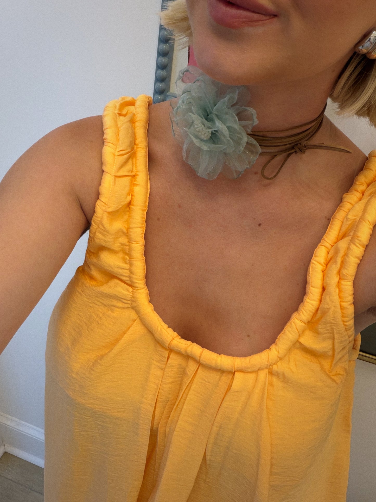 Wrap Flower Necklace - Blue