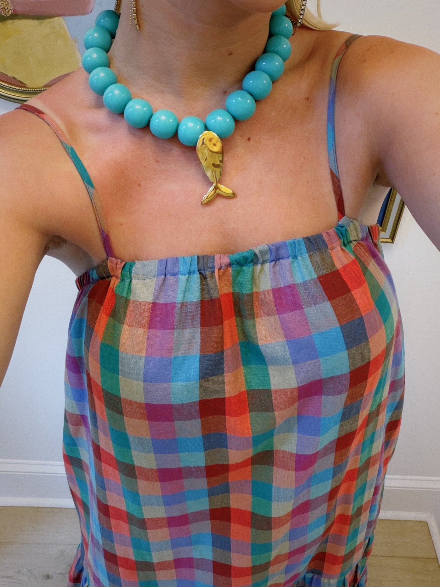Lucky Catch Beaded Necklace - Teal