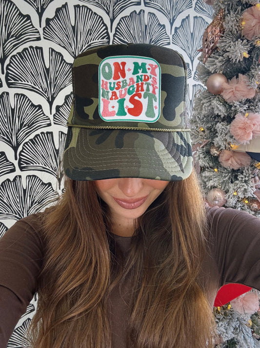 On My Husband's Naughty List Trucker